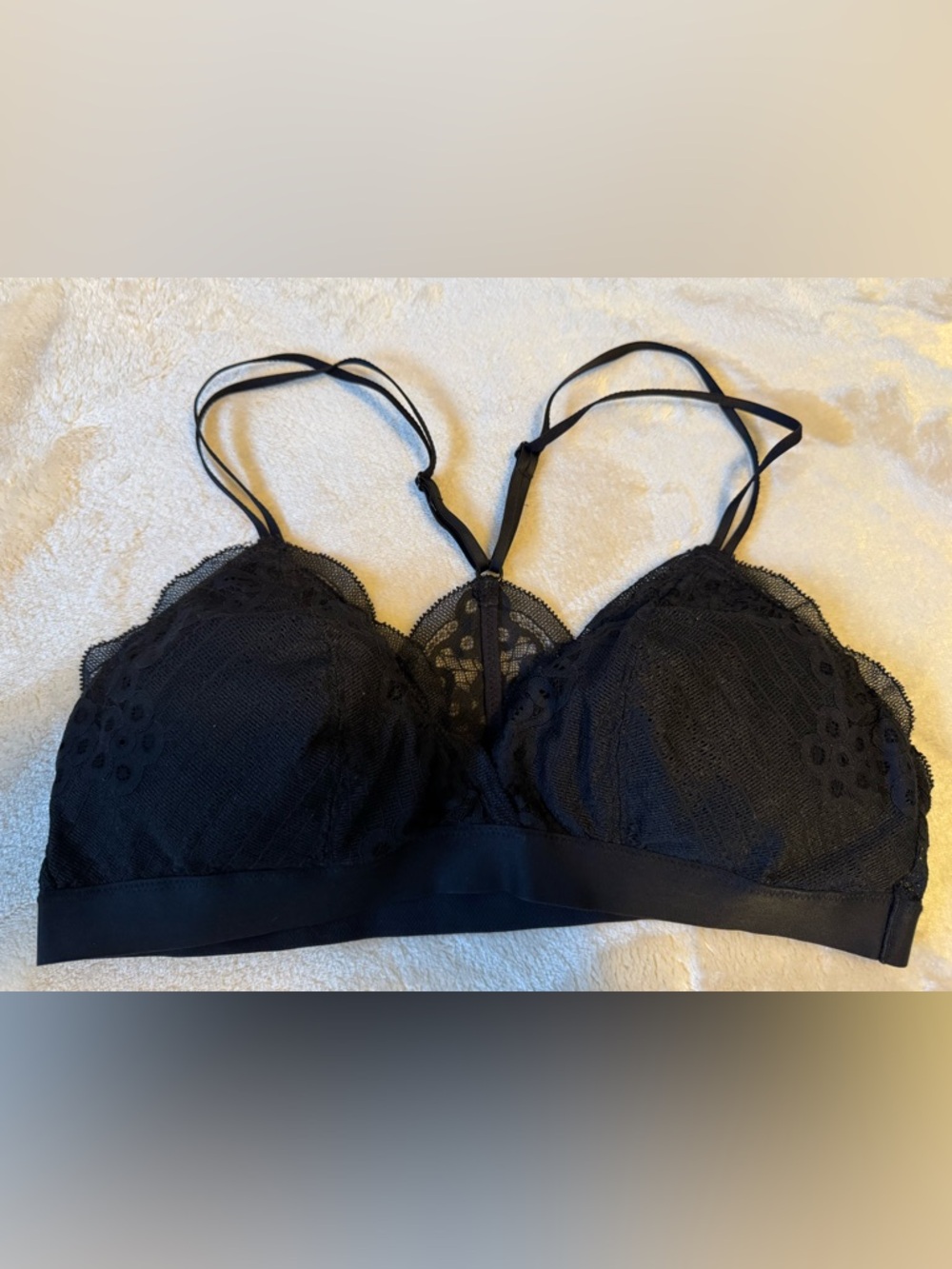 Aerie Black Lace Racerback Bralette in Size Large